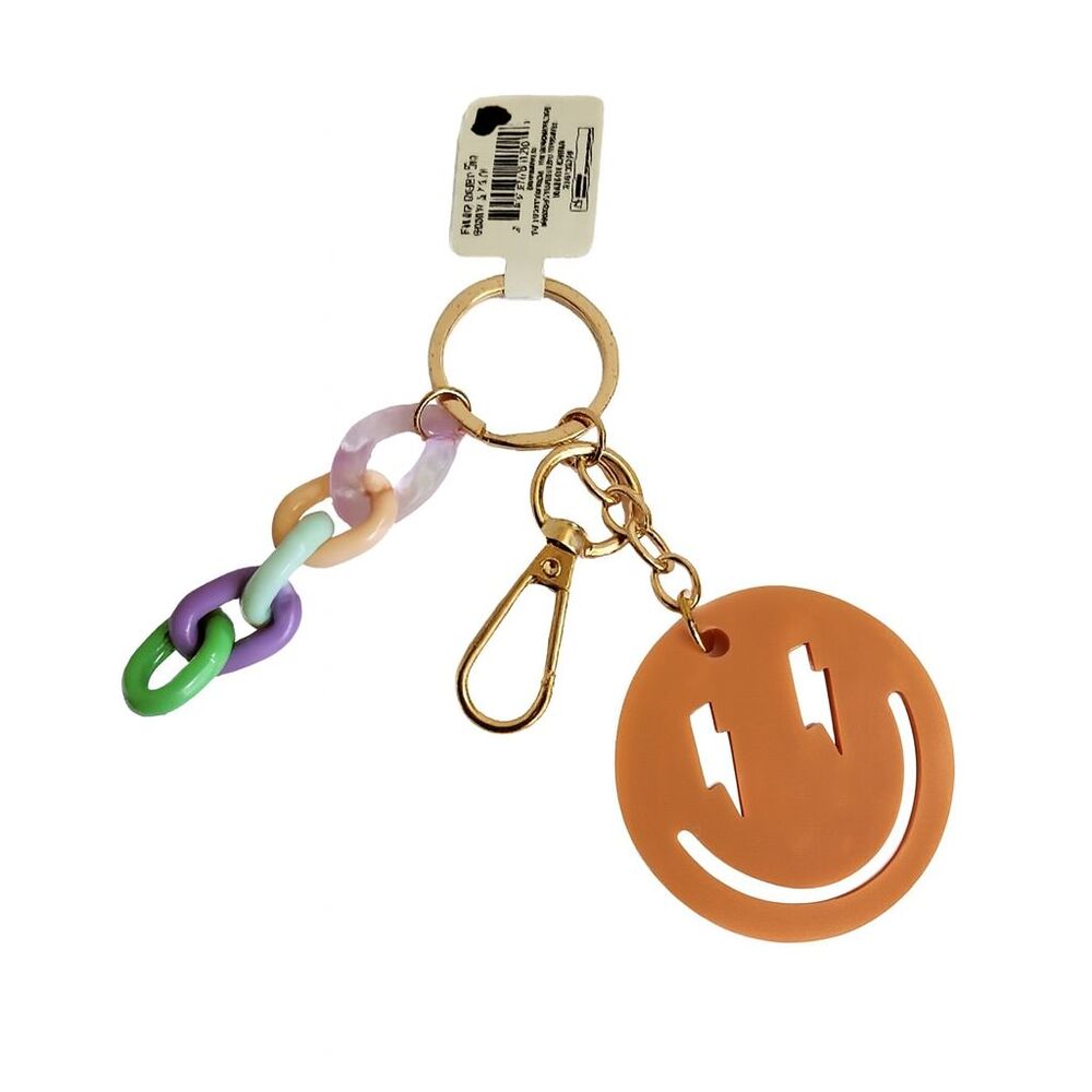 Multicolor Keychain Zipper Pull Backpack Charm Smiley Face Plastic Chain Link